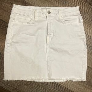 White Jean Skirt with Fray Hem
